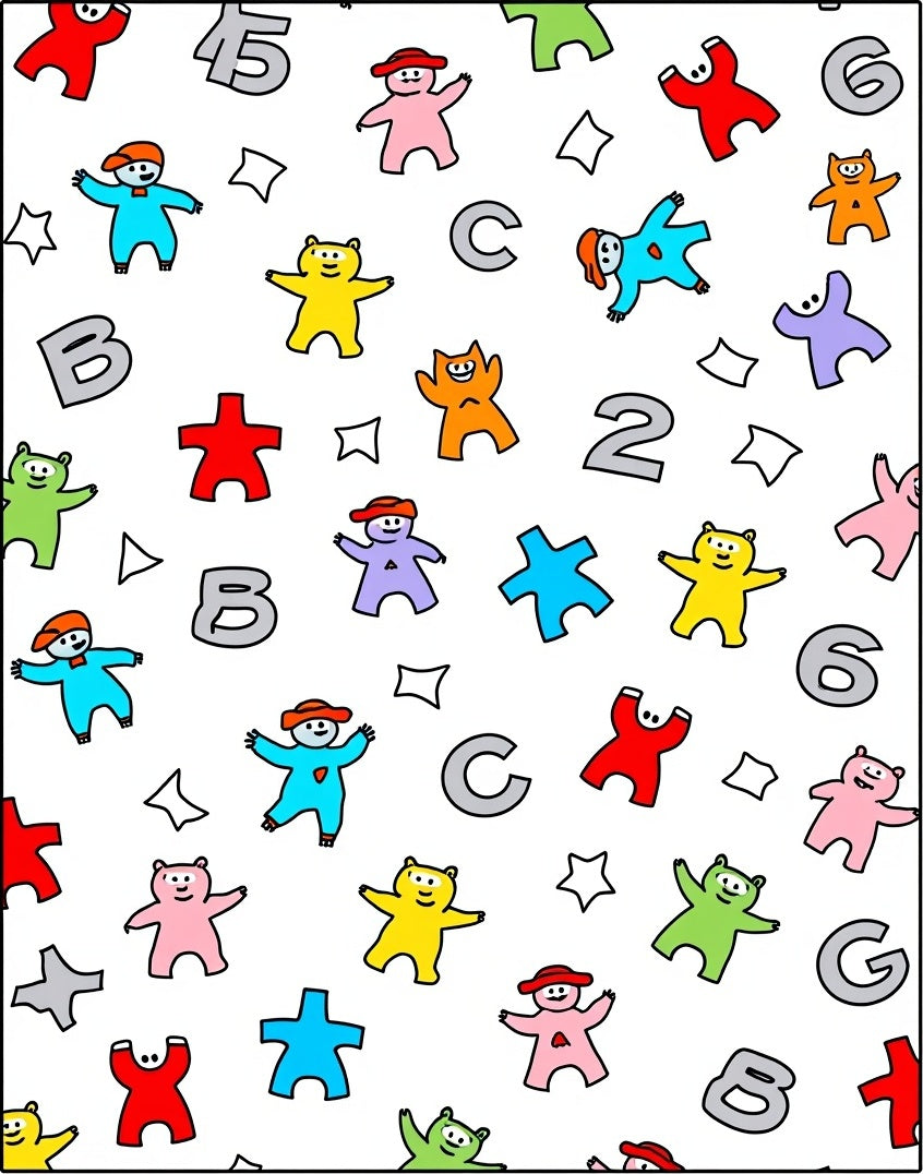 Playful Colorful Alphabet Creatures Rug