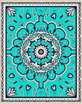 Turquoise Cream Navy Mandala Rug
