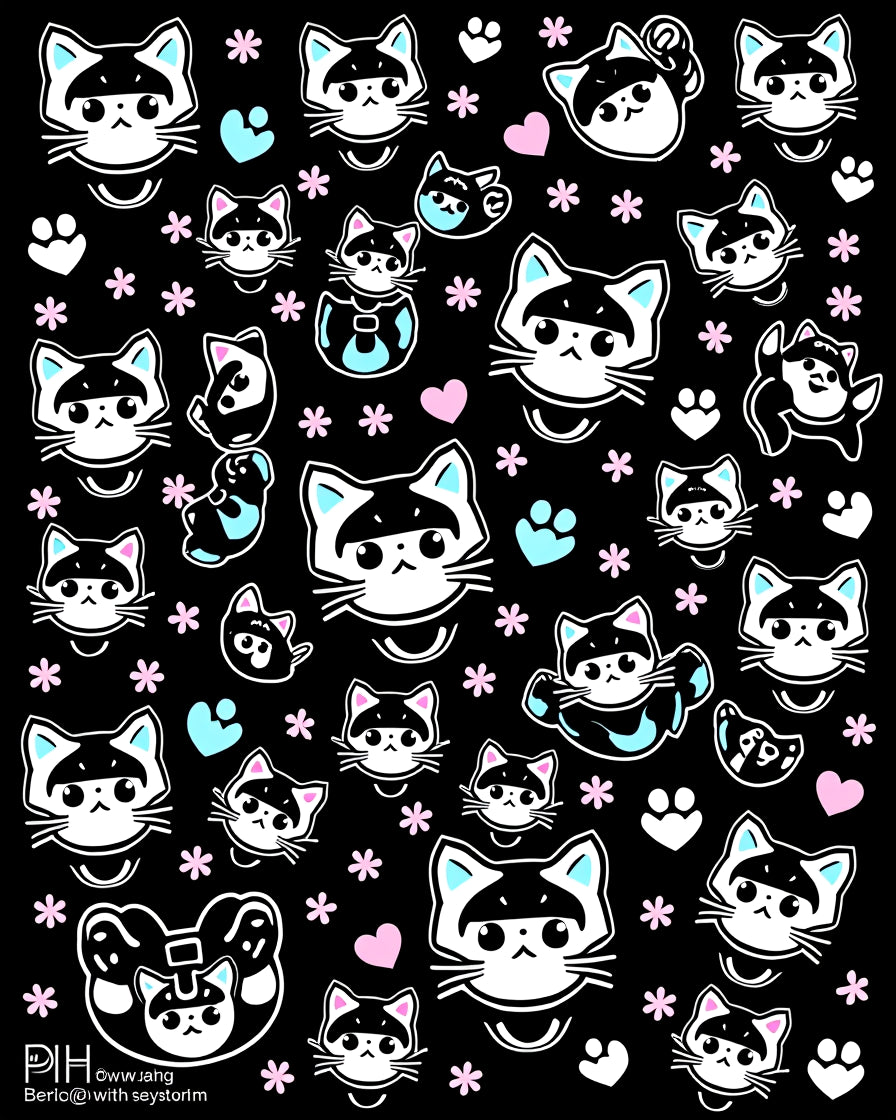 Cute Raccoon Kitten Pastel Flower Rug