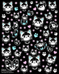 Cute Raccoon Kitten Pastel Flower Rug