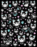 Cute Raccoon Kitten Pastel Flower Rug