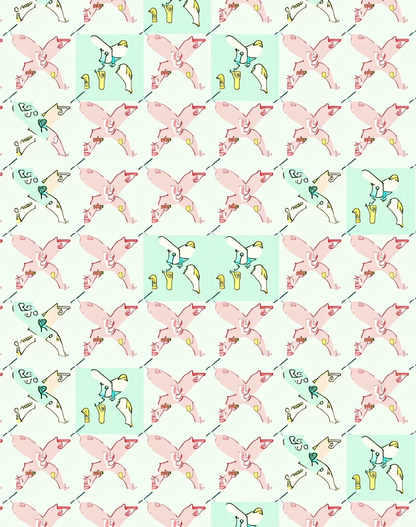 Abstract Pink X Form Light Teal Squares Rug
