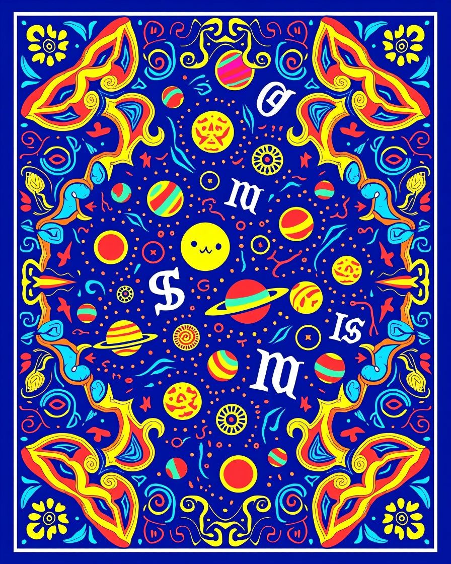 Cosmic Celestial Planets And Symbols Rug
