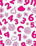 Playful Pink Numbers Clouds Flowers Rug