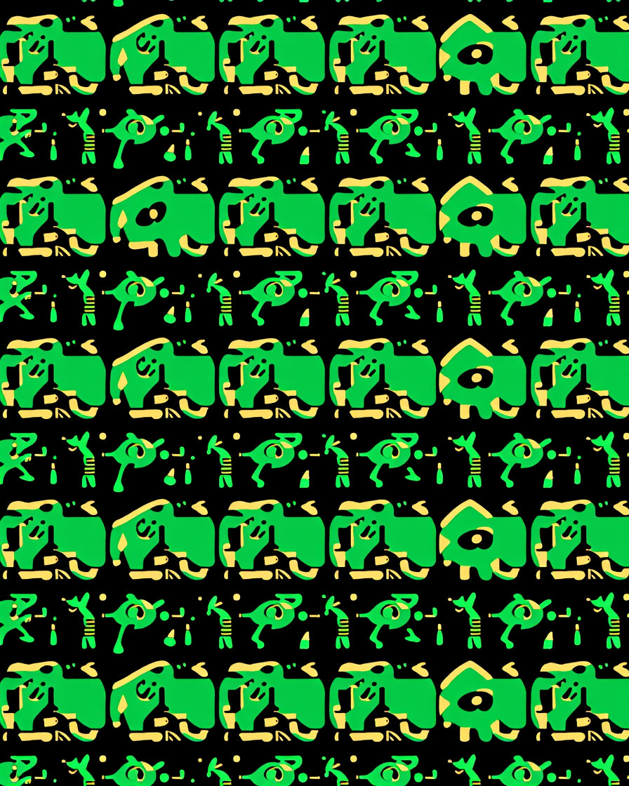 Whimsical Green Creature Collection Rug