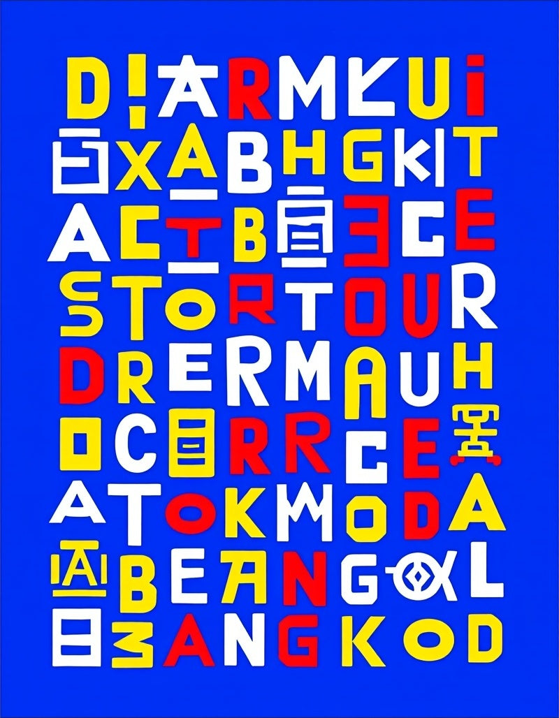 Graphic Retro Alphabet Grid Rug