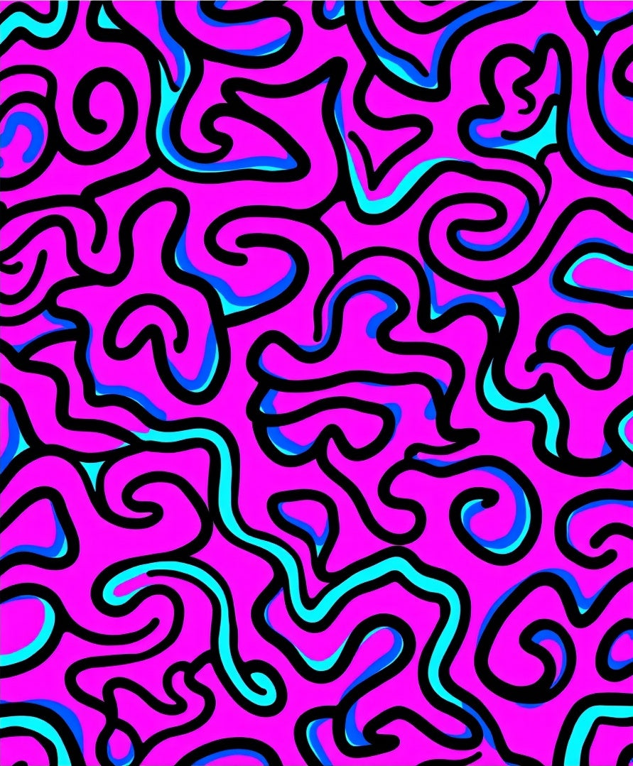 Vibrant Pink Swirls Abstract Maze Rug