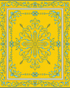 Golden Yellow Filigree Floral Medallion Rug