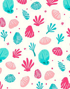 Coral Shells Aqua Pink White Rug