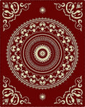 Crimson Cream Intricate Mandala Rug