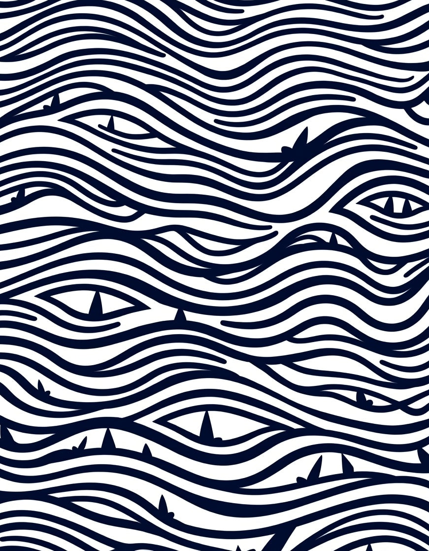Navy Blue Wavy Stripes Eyes Rug