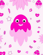 Whimsical Pink Monster Heart Star Rug