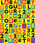 Bold Colorful Typographic Collage Rug
