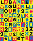 Bold Colorful Typographic Collage Rug