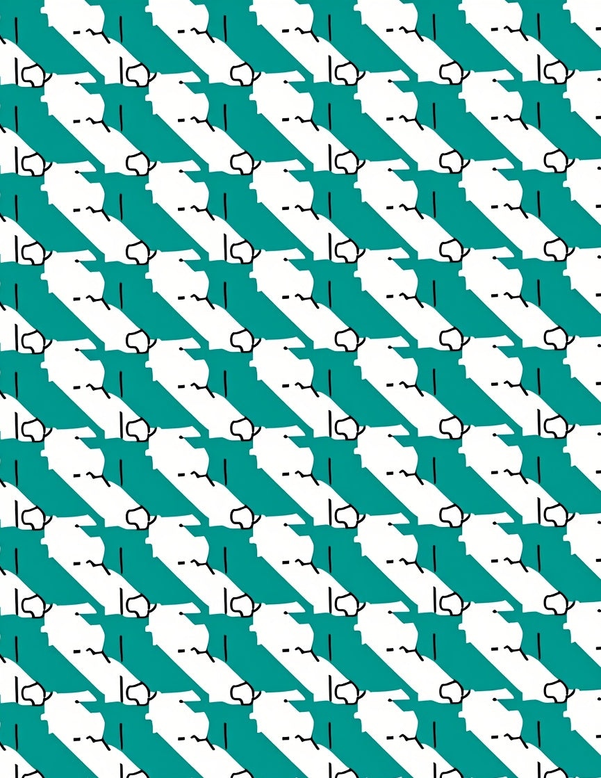 Teal White Abstract Irregular Stripes Rug