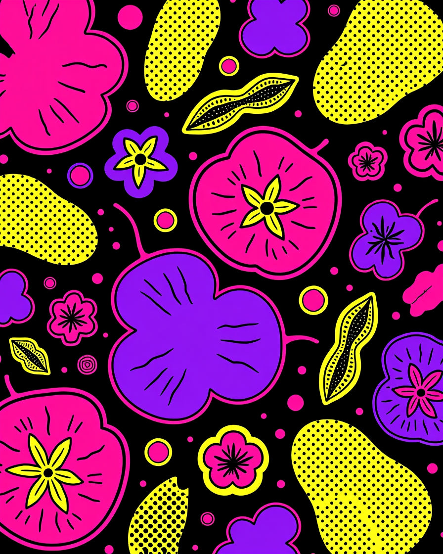 Vivid Pop Art Floral Pods Rug