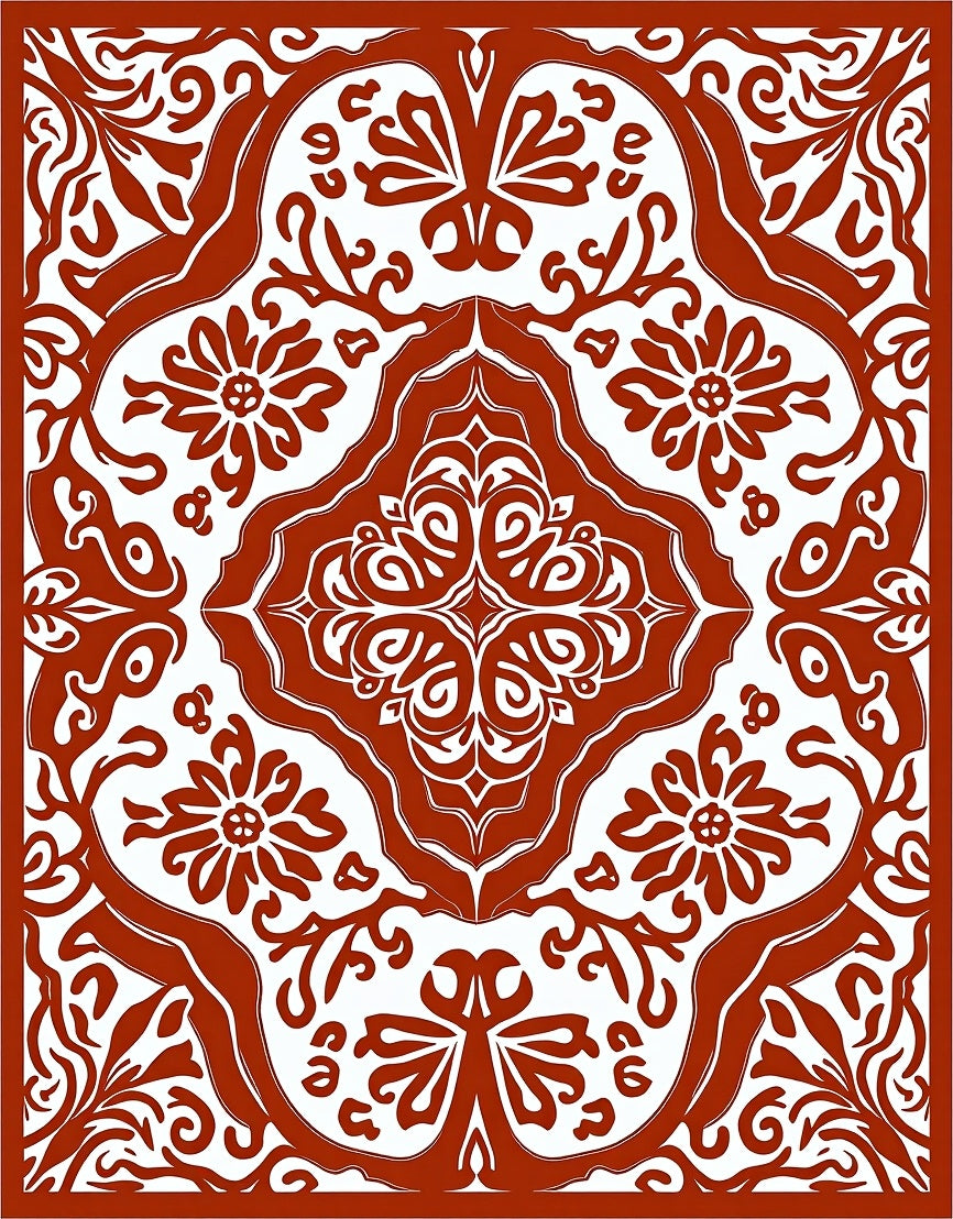 Terracotta Filigree Floral Arrangement Rug