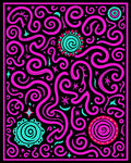 Vibrant Pink Turquoise Swirl Celestial Rug