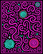 Vibrant Pink Turquoise Swirl Celestial Rug
