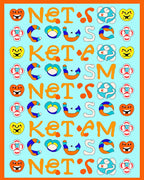 Playful Orange Yellow Blue Characters Rug