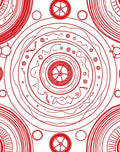 Crimson Concentric Mandala Circles Rug