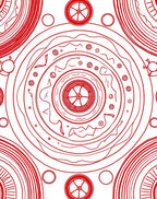 Crimson Concentric Mandala Circles Rug