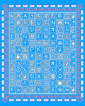 Alphabetical Grid With Pink Floral Border Rug