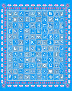 Alphabetical Grid With Pink Floral Border Rug