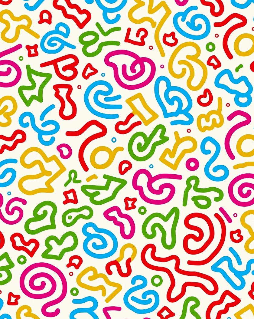 Retro Multi-Color Organic Swirl Rug