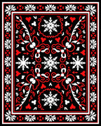 Bold Red Black Whimsical Snowflake Rug