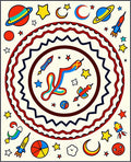 Outer Space Rocket Star Moon Rug