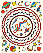 Outer Space Rocket Star Moon Rug