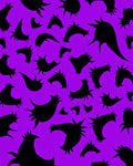 Vibrant Black Spiky Shapes On Purple Rug