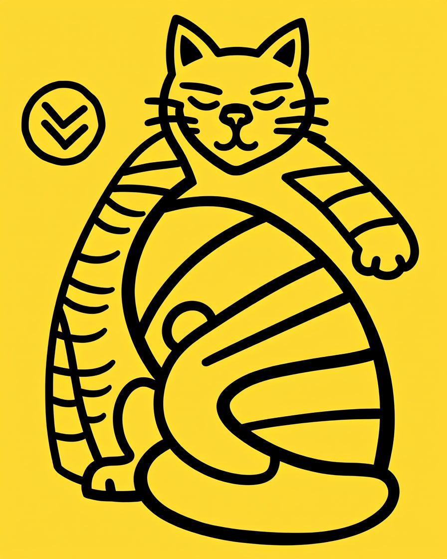 Curious Yellow Tabby Cat Outline Rug