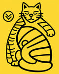 Curious Yellow Tabby Cat Outline Rug