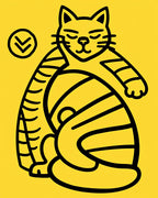 Curious Yellow Tabby Cat Outline Rug