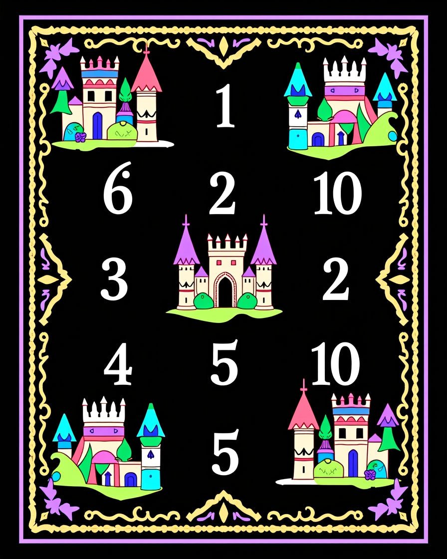 Regal Castles And Numbers Border Rug