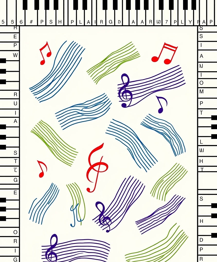 Musical Notes and Staff Lines Rug