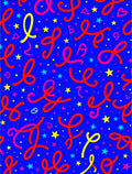 Energetic Red Swirl Starry Blue Rug