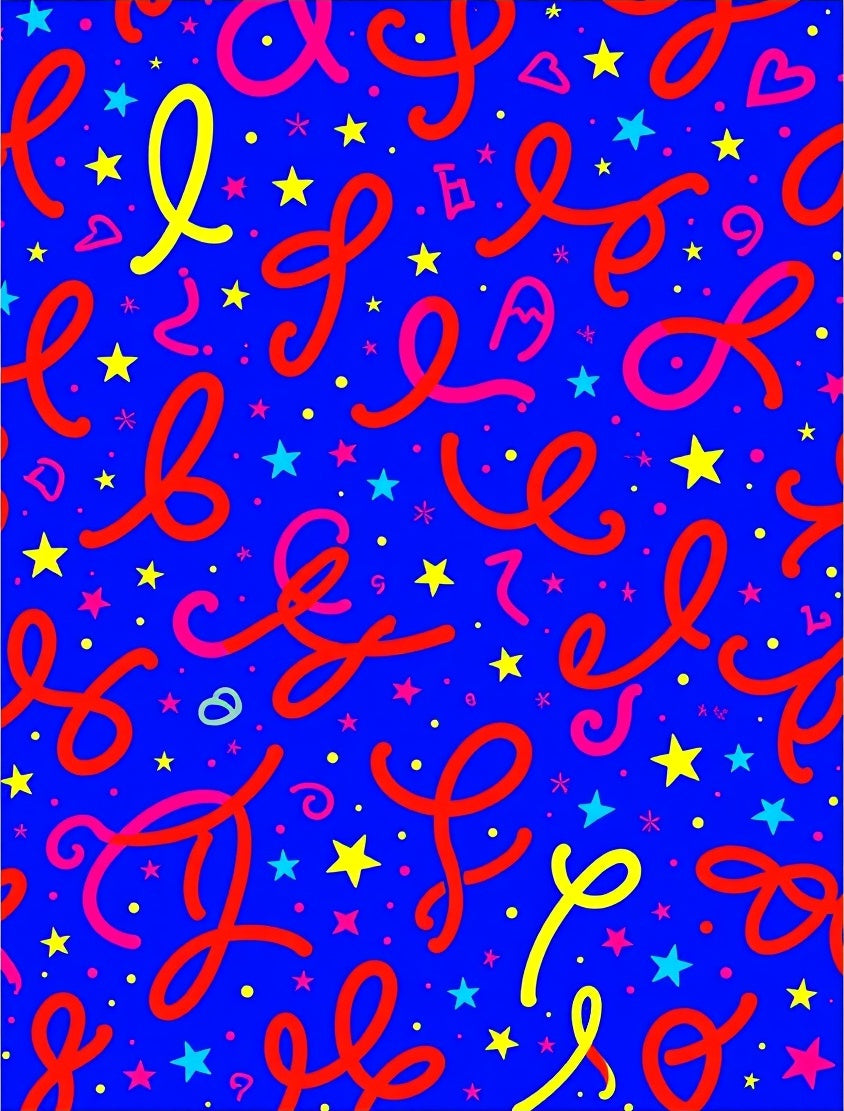 Energetic Red Swirl Starry Blue Rug