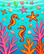 Coral Sea Seahorse Stars Marine Life Rug