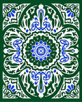 Emerald Green Blue Floral Medallion Rug