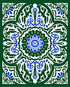 Emerald Green Blue Floral Medallion Rug