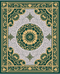 Emerald Gold Ornate Floral Medallion Rug