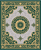 Emerald Gold Ornate Floral Medallion Rug