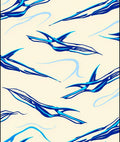 Abstract Blue Swirls Ivory Rug