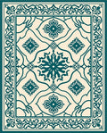 Deep Teal Floral Medallion Cream Rug