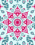 Vibrant Fuchsia Floral Mandala Teal Rug