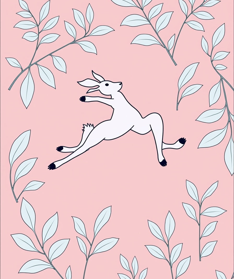 Bunny with Leaves Pastel Field Rug