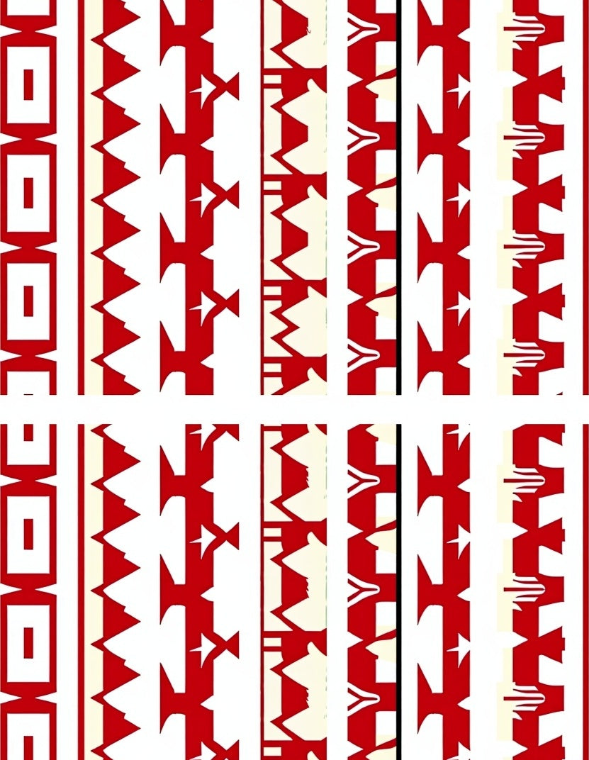 Red Bifold Geometric Stripes Rug